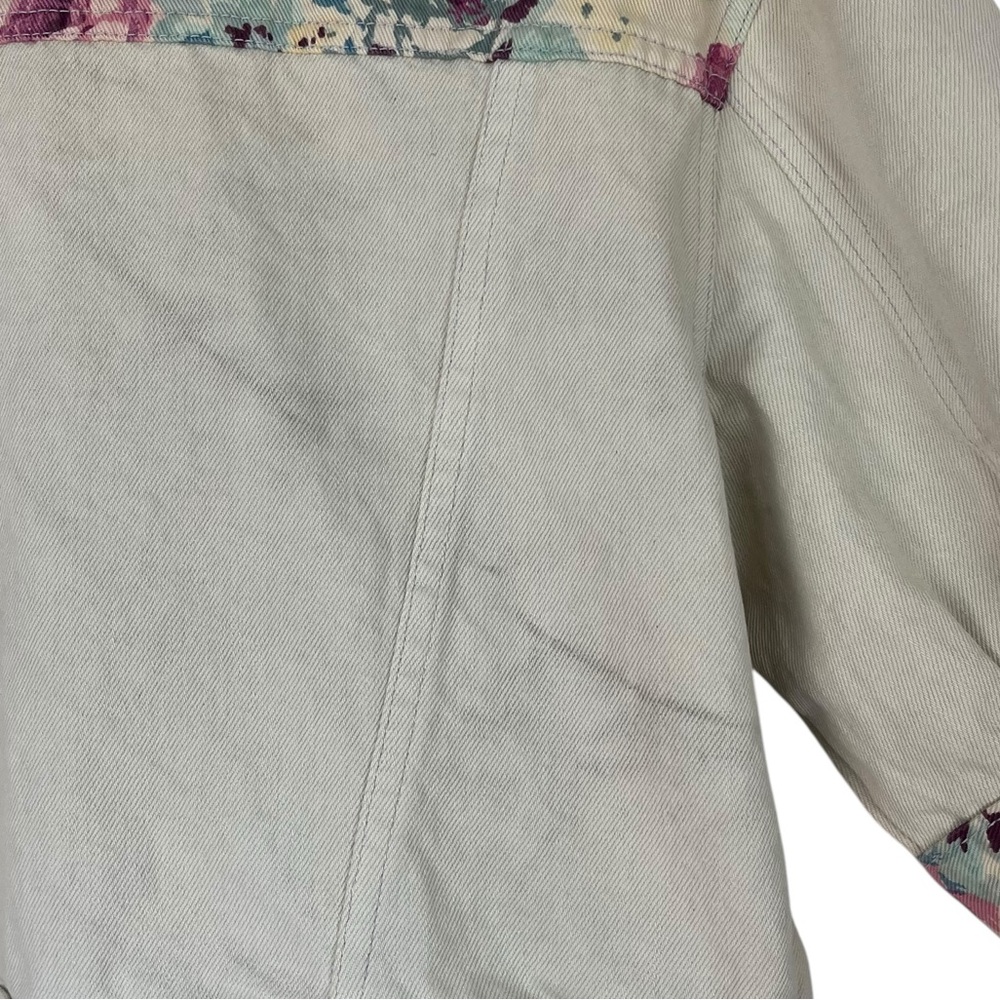 Vintage Action West Floral Denim Jacket Medium – Cropped Western Shirt Jacket - Picture 4 of 8